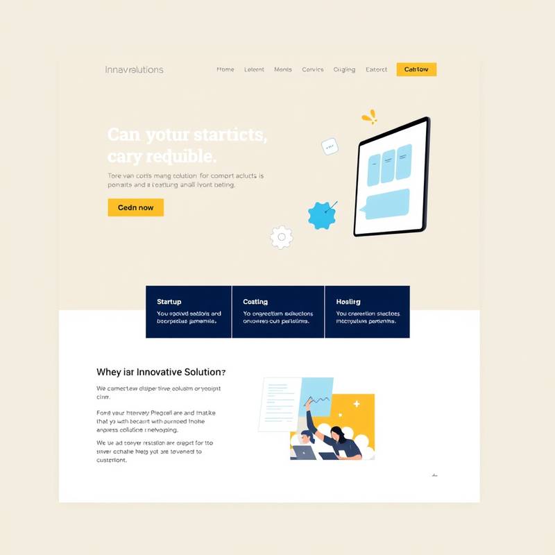 Responsive website design for 'Innovative Solutions', a tech startup, featuring a modern and dynamic layout with interactive elements.