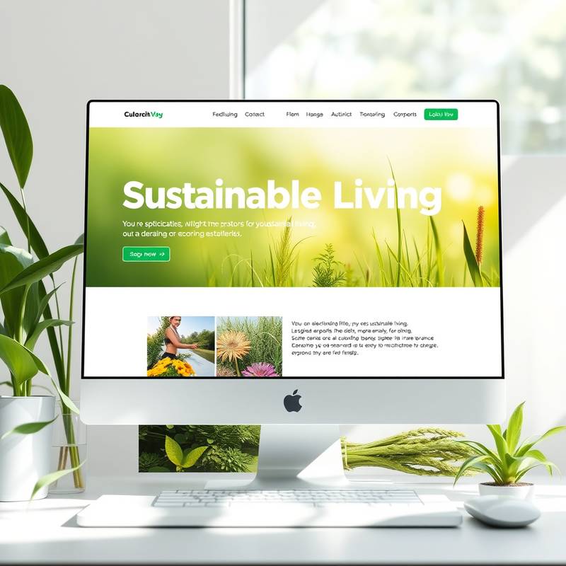 Screenshot of the 'Sustainable Living' website, showcasing a clean and modern design with eco-friendly imagery.